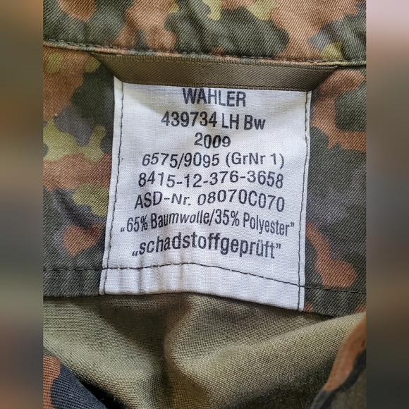 Camo Jacket "Deu" Wahler Imported German Jacket Mens S/M - Picture 6 of 10